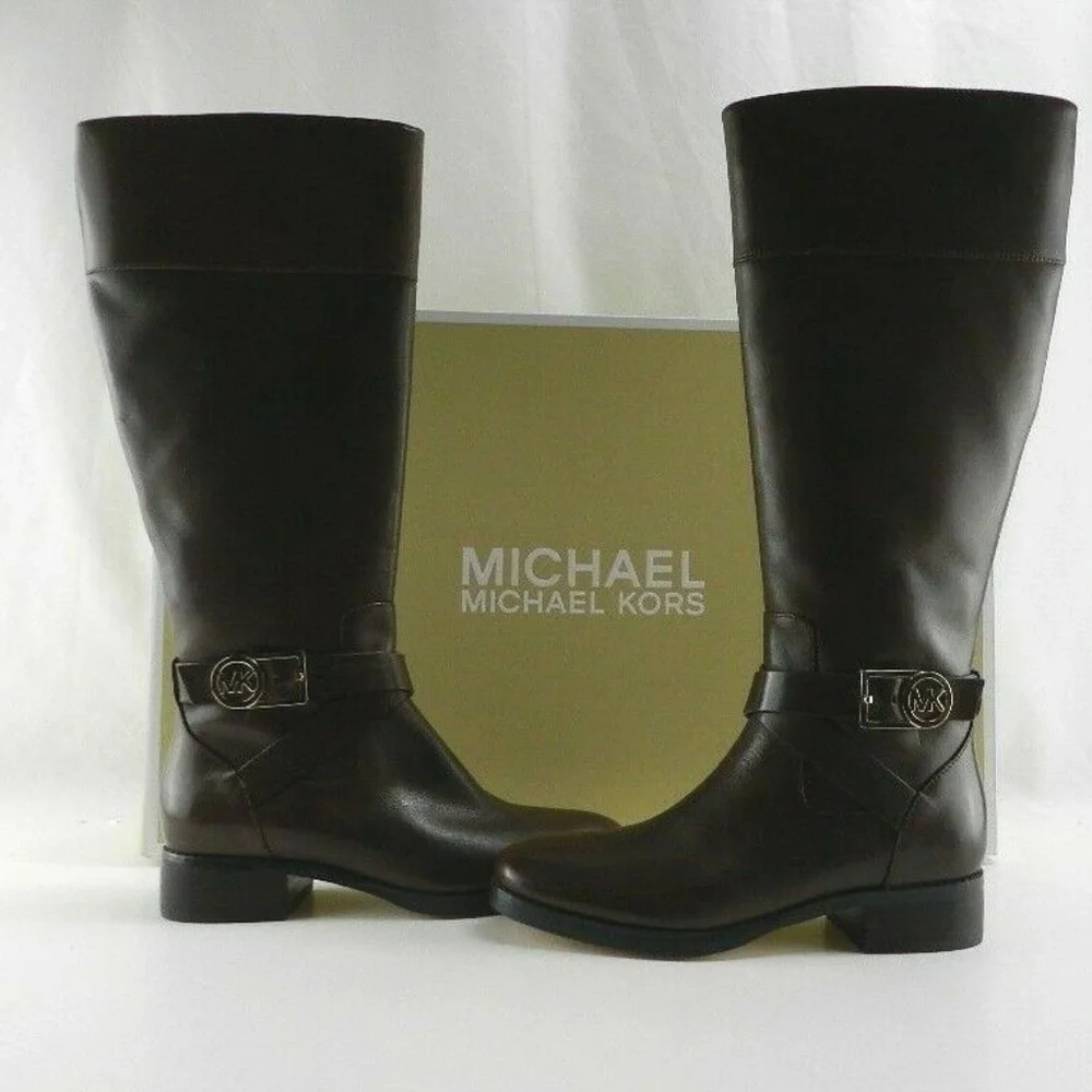 Michael Kors Brown low heel knee high Riding leather Boots size 5.5